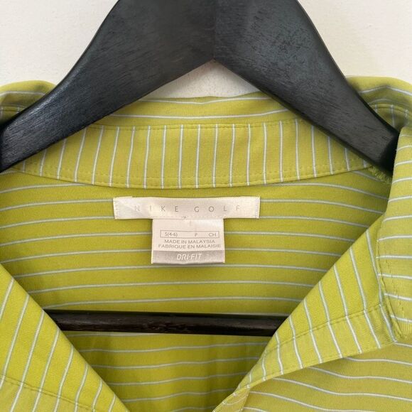 Nike Golf Lime Green White Stripe Dri-Fit Short Sleeve Polo Shirt‎ Women's S - Picture 4 of 8